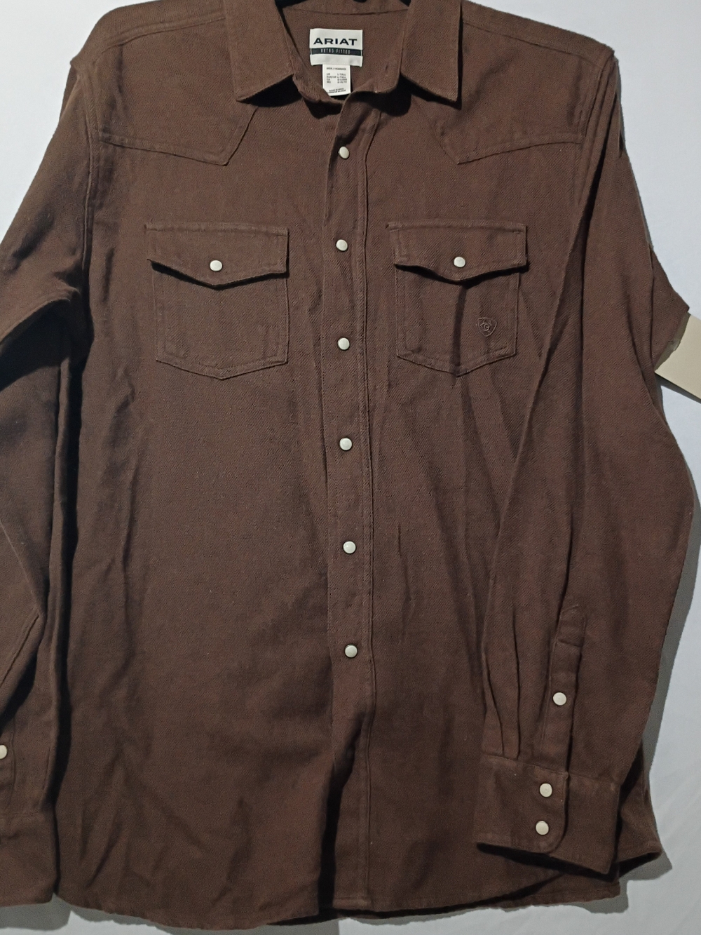 Ariat Brown Western Retro Fitted Snap-Front Shirt L Tall
